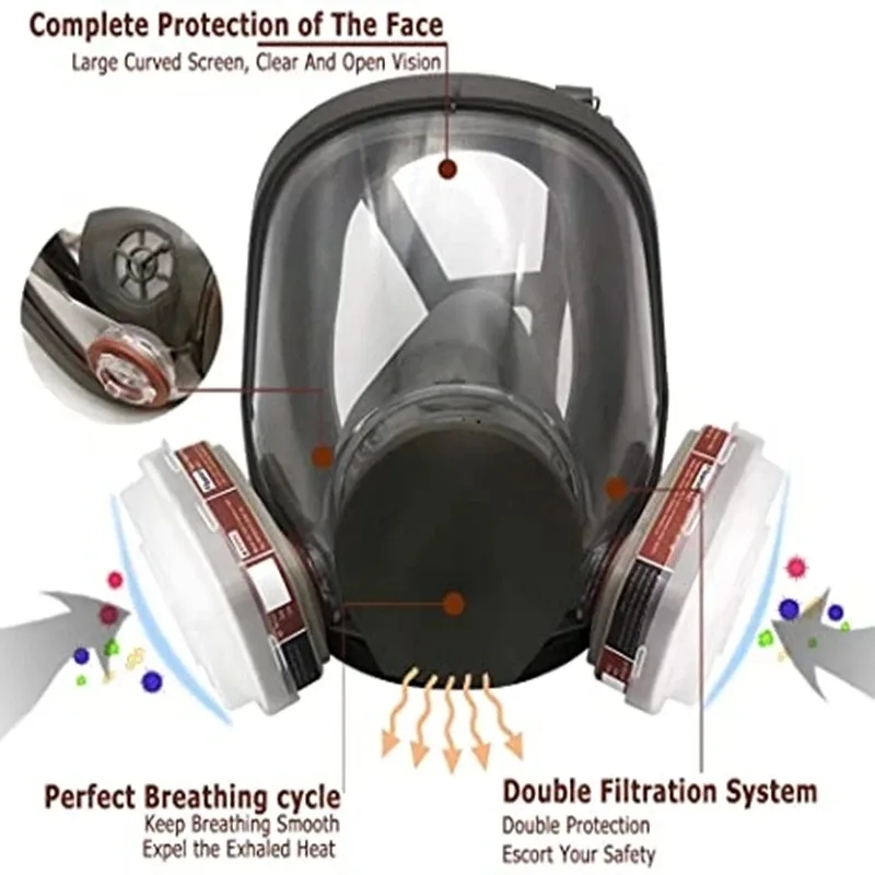 Kn95 Respirator Mask - หน้ากากป้องกันแก๊สขนาดใหญ่ 6800 แบบเต็มหน้า ใช้ซ้ำได้ สำหรับเครื่องพ่นสี สารเคมี